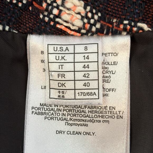 Brooks Brothers Womens Skirt 8 Tweed Neon Orange Burgundy Blue Career Work Wear - Picture 4 of 5